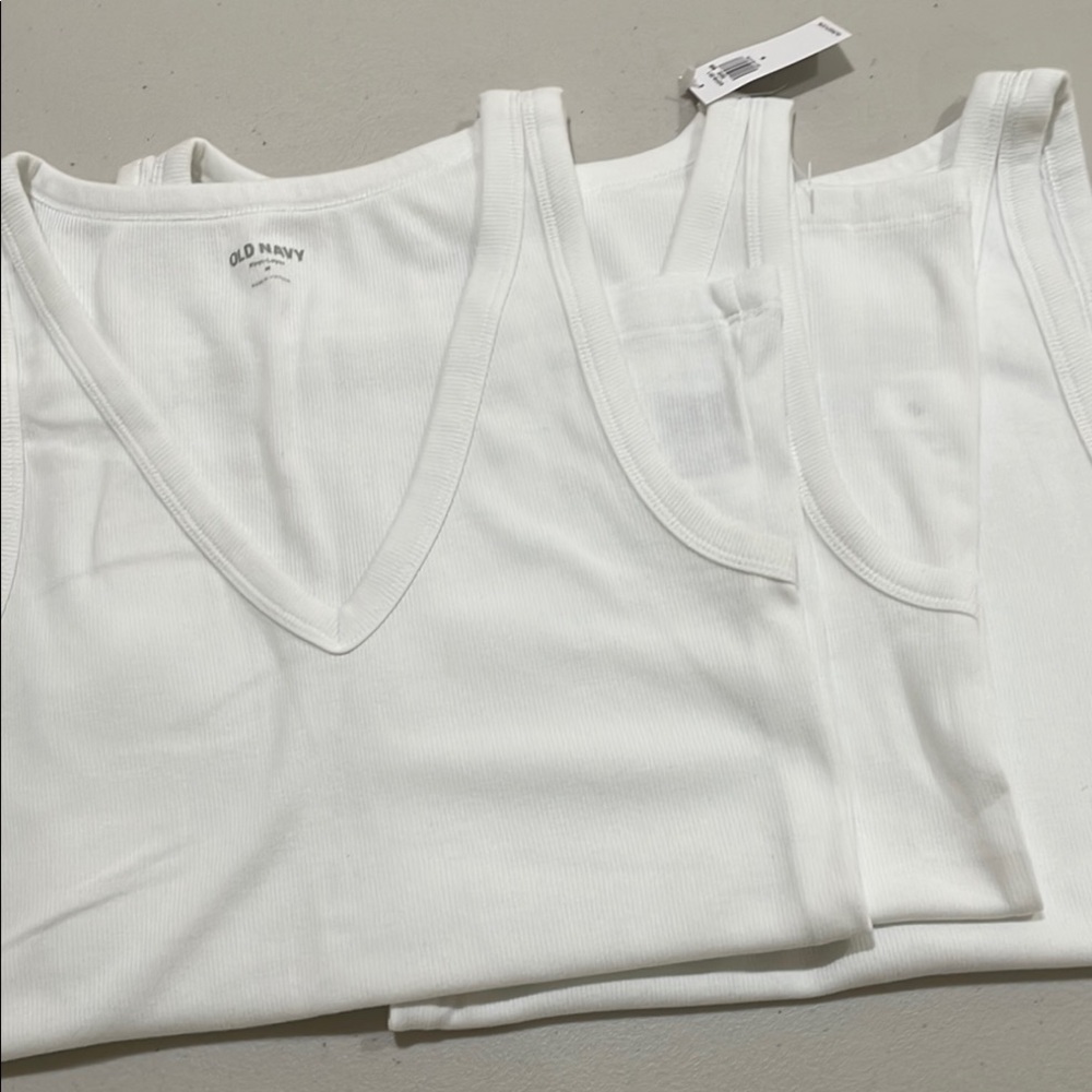 Bundle of 3 Old Navy Classic White V-Neck Tank Tops